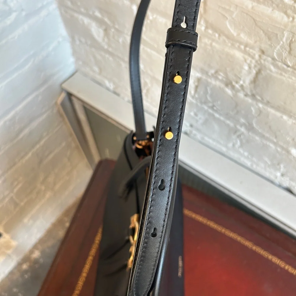 kate spade Black Leather Tote with Gold Hardware